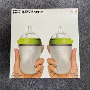 Comotomo Baby Bottle, Green, 8 oz (2 Count)